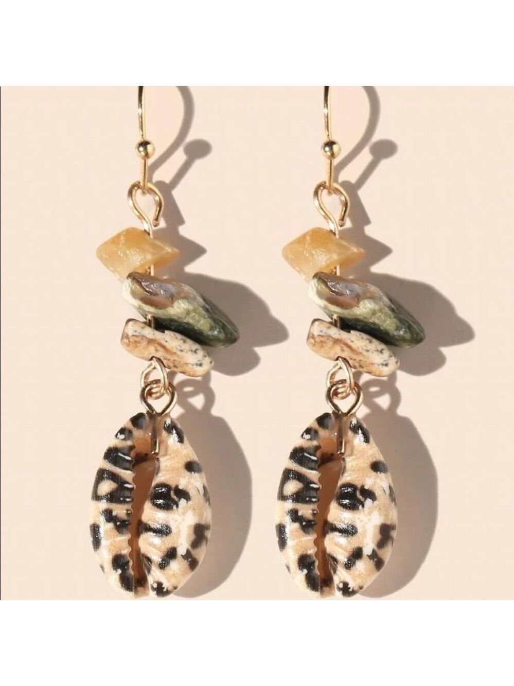 Sea Shells and Stones boho beach drop earrings NEW